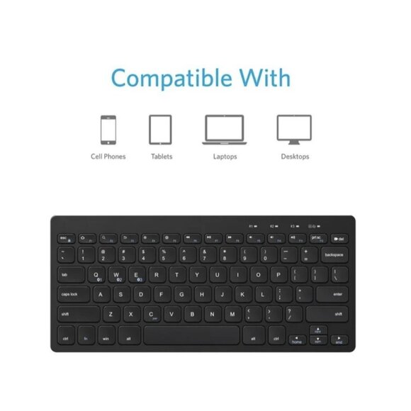 Surf ONN Compact Wireless Bluetooth Keyboard for Smartphone & Tablets, New - Picture 6 of 12